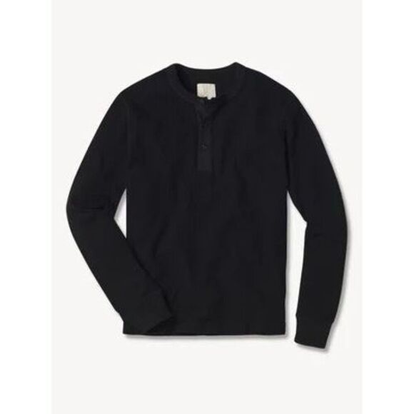 Buck Mason Men’s Black Vintage Long Sleeved Thermal Henley French Rib Cotton - Picture 12 of 12